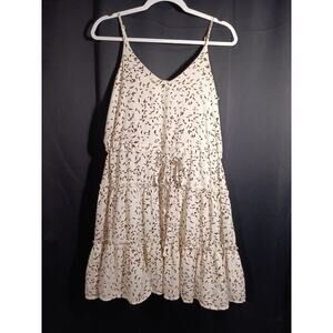 She + Sky Mini Dress Small Ivory Dot Ruffle Front Tie Strappy Sundress